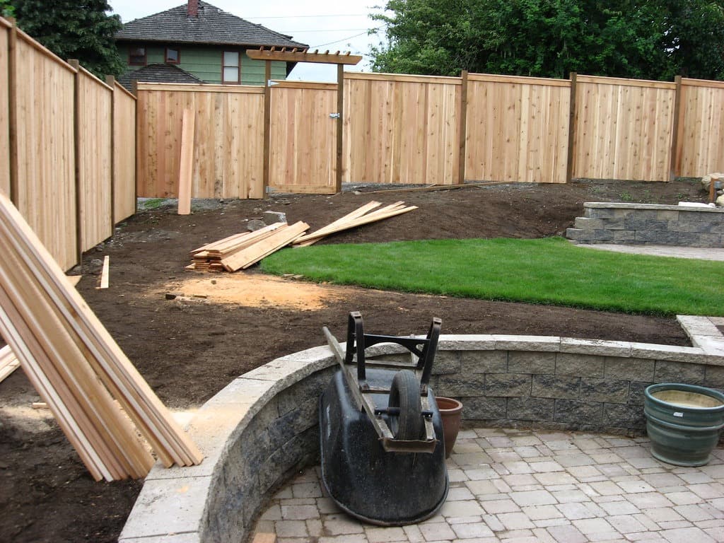 Backyard fence and landscaping project